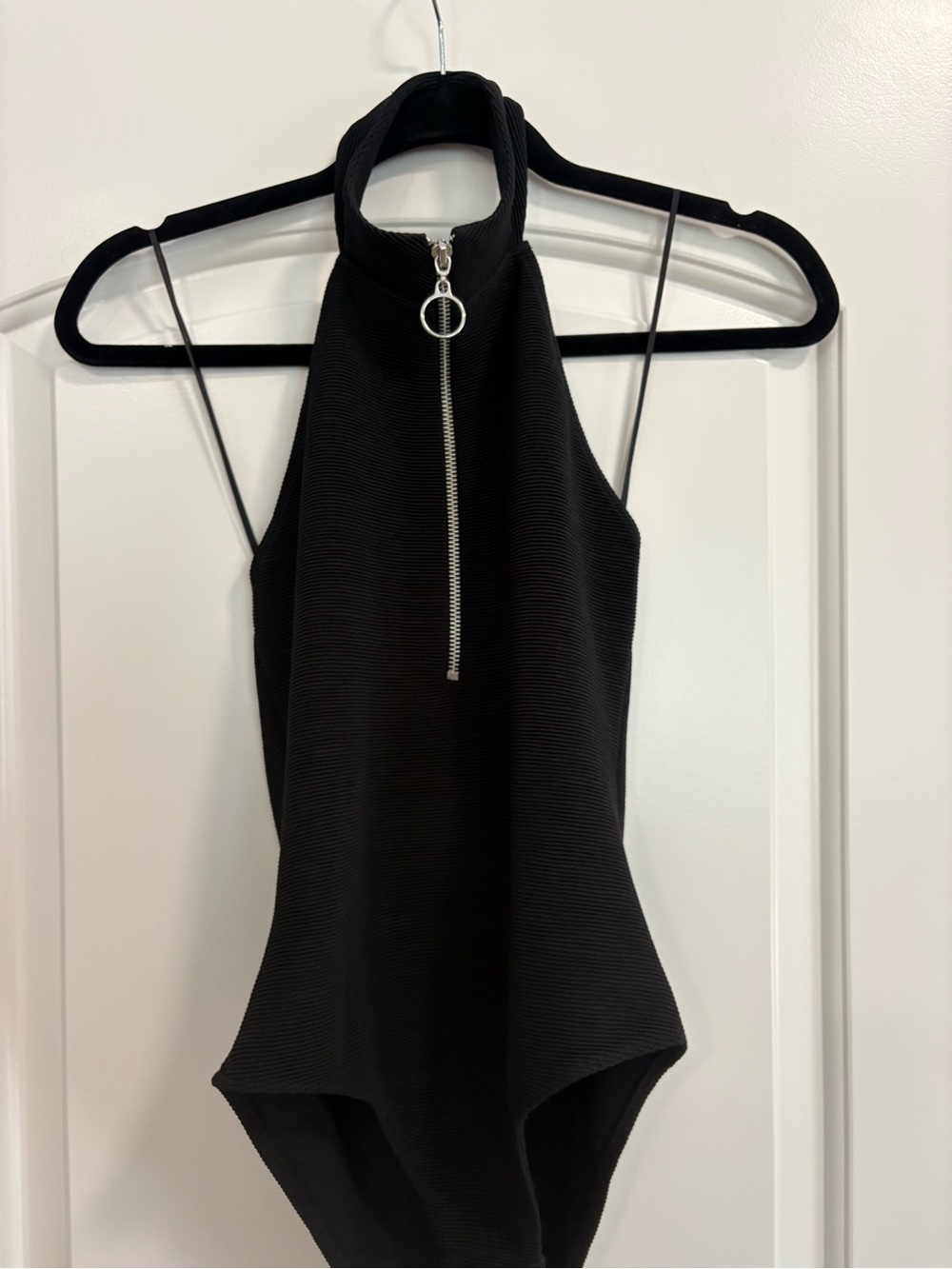 Topshop Women’s black ripped halter bodysuit